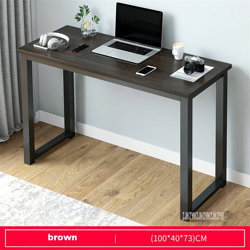 100cm brown B2783 80/100/120/140 см Современный зимняя обувь без молнии доска Сталь рамки Офисный Компьютерный стол бытовой экономичный большой рабочий стол, стол для обучения - Цвет: 100cm brown