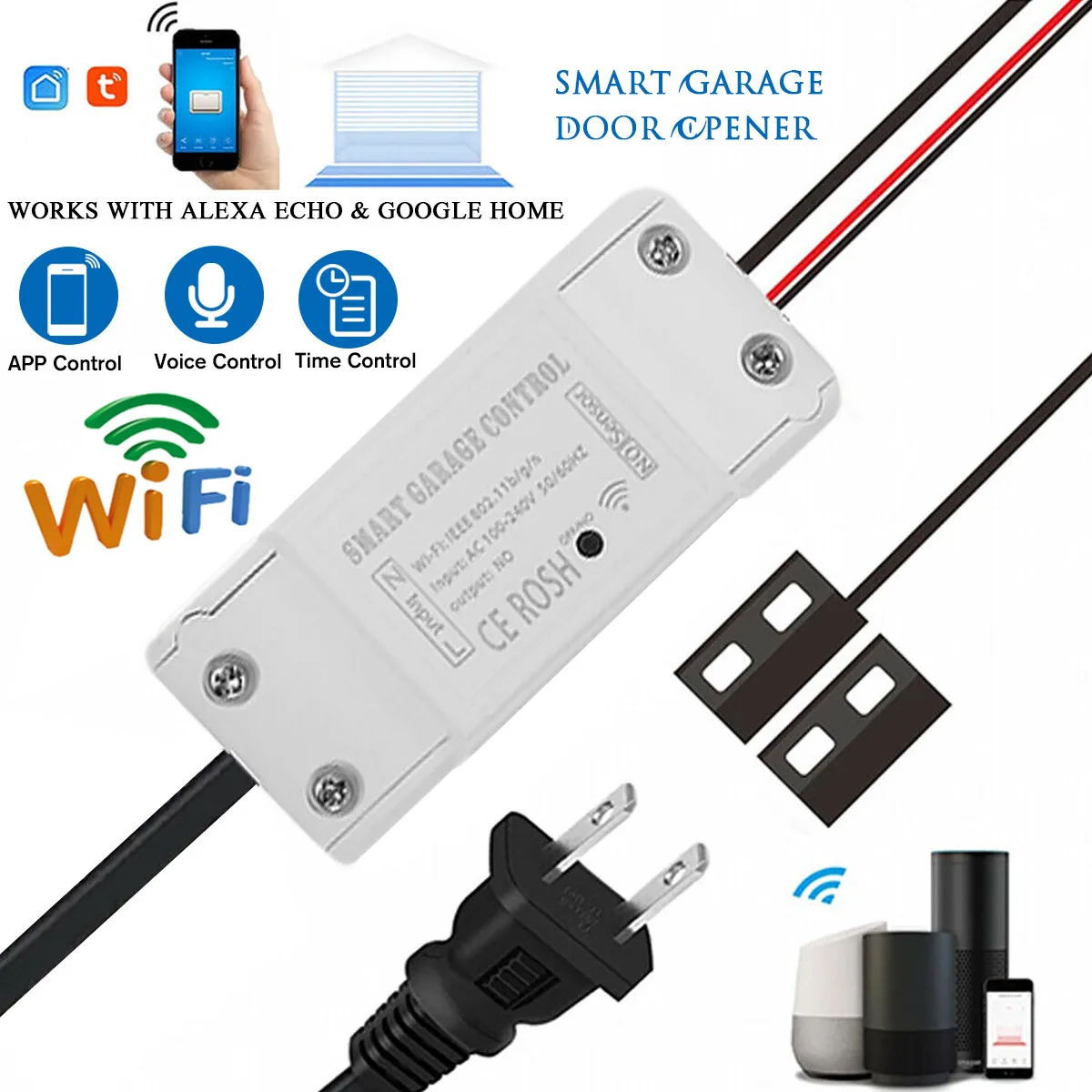 

WIFI Electric Garage Door Gate Opener Relay Switch Controller Tuya Smart Life Home Automatic Alexa Google Home Automation