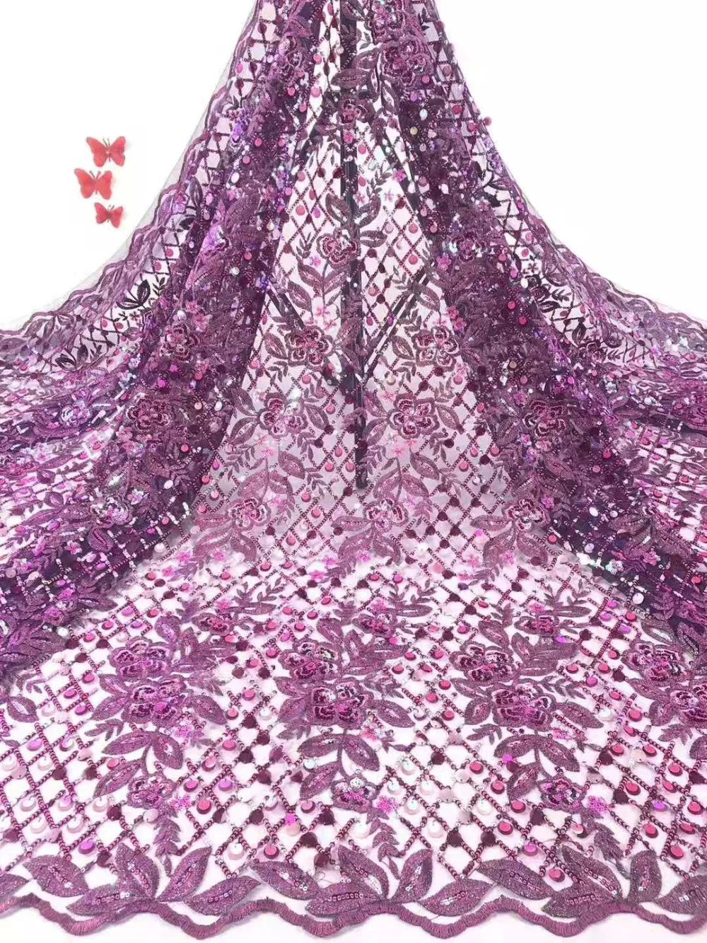 2019 African  french Laces cord lace cotton lace Nigerian 3D Guipure  High-quality  African French Net Lace Fabric (7)