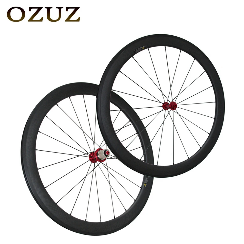Excellent OZUZ Straight Spoke 38mm 50mm 88mm Front Rear Carbon Road Wheels 700c 3K Weave Matte Glossy in Bicycle Wheel Clincher Tubular 0