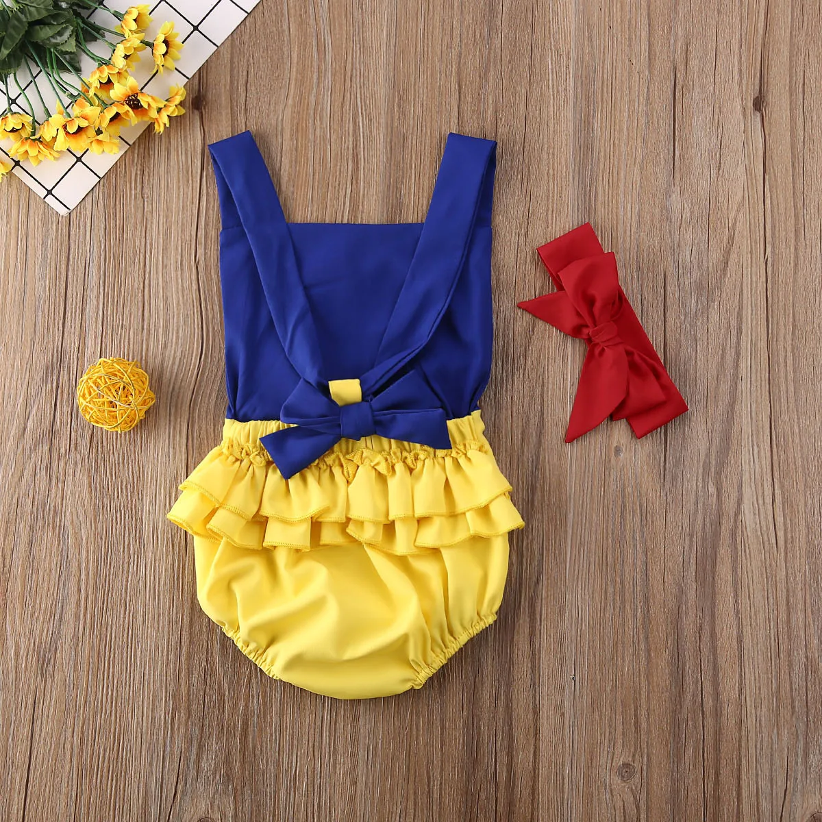 baby bodysuit dress Snow White Baby Girl 0-24M Bow Clothes Romper Tops Fancy Dress Shorts Party Outfits Baby Bodysuits medium