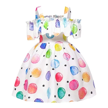 

Girls Dress 2020 Summer New Girl Style Off-the-shoulder Printed Princess Dress Children Party Ball Pageant Clothing
