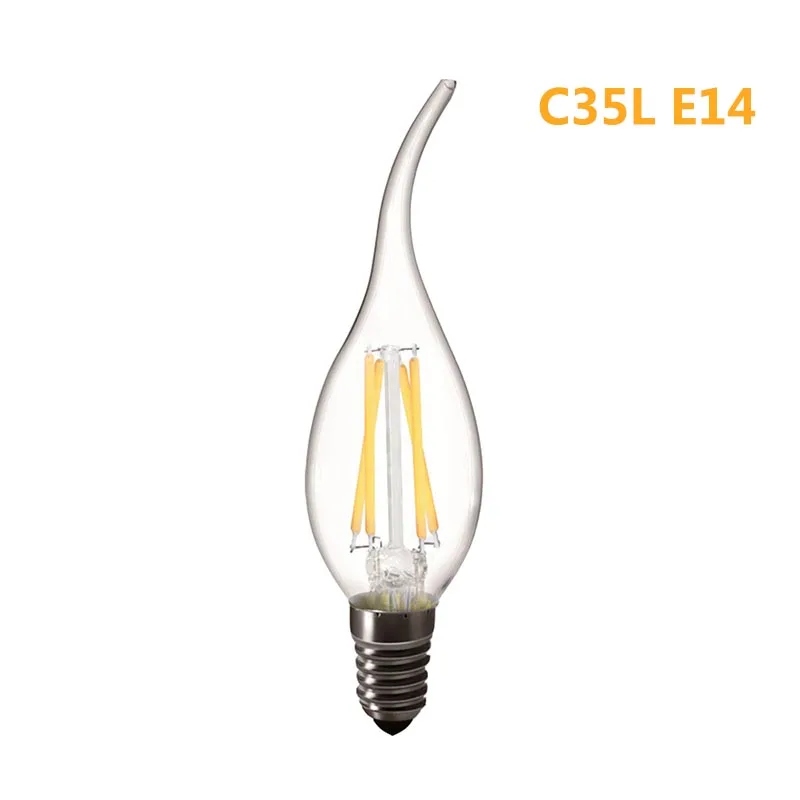 Ретро Светодиодная лампа Эдисона C35 C35L G45 A60 ST64 Ретро накаливания 2 Вт 4 Вт 6 Вт 8 Вт теплый белый декор гостиной - Испускаемый цвет: C35L E14