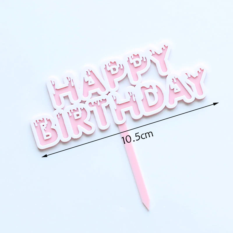 Happy Birthday DIY Cake Top Flag Acrylic Cake Topper Party Cake Decorations Baby Shower Boy Birthday Party Wedding Supplies