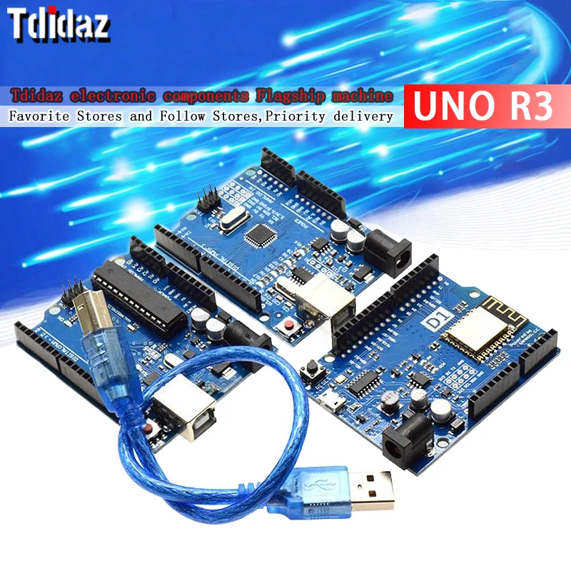 Scheda Di Sviluppo Uno R3 Atmega328P Ch340 Ch340G Per Arduino Uno R3 Con Intestazione A Perno Dritto Con Cavo Un Set