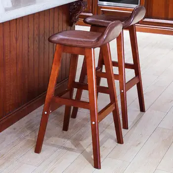 

2 Bar Chair Modern Simple Bar Chair Backrest High Stool High Stool Solid Wood Bar Chair Northern Europe Bar Stool Front Desk Cha