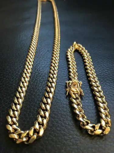 Hip Hop Men's Gold Tone 316L Stainless Steel Curb Cuban Link Chain New Design Buckle Fashion Jewelry Gift Width 14mm