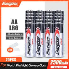 Lot de 20 batteries alcalines sèches 1.5V AA LR6, pour lampe de poche, télécommande de jouets, horloge, thermomètre 2A 2500mAh