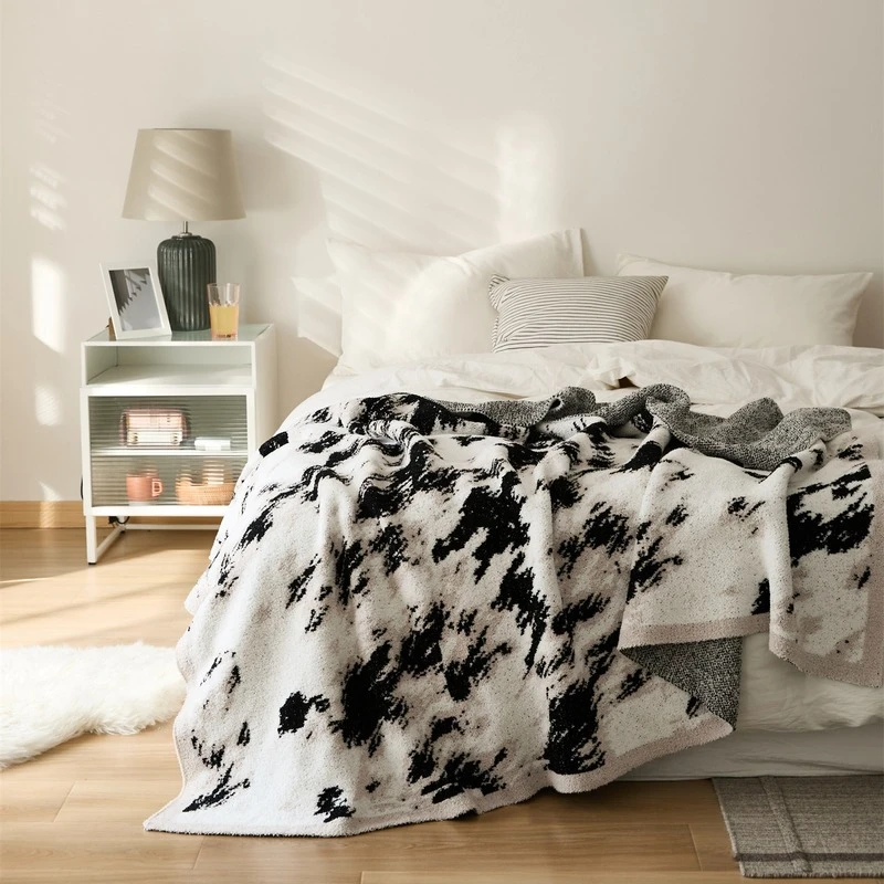 Preto branco meia lã malha inverno colcha respirável roupa macia com sofá cobertor  capa de sofá decoração para casa|Cobertores| - AliExpress