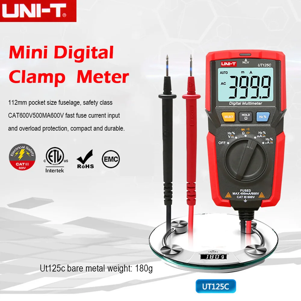 UNI-T UT125C мини карманный цифровой мультиметр температура сопротивление тестера