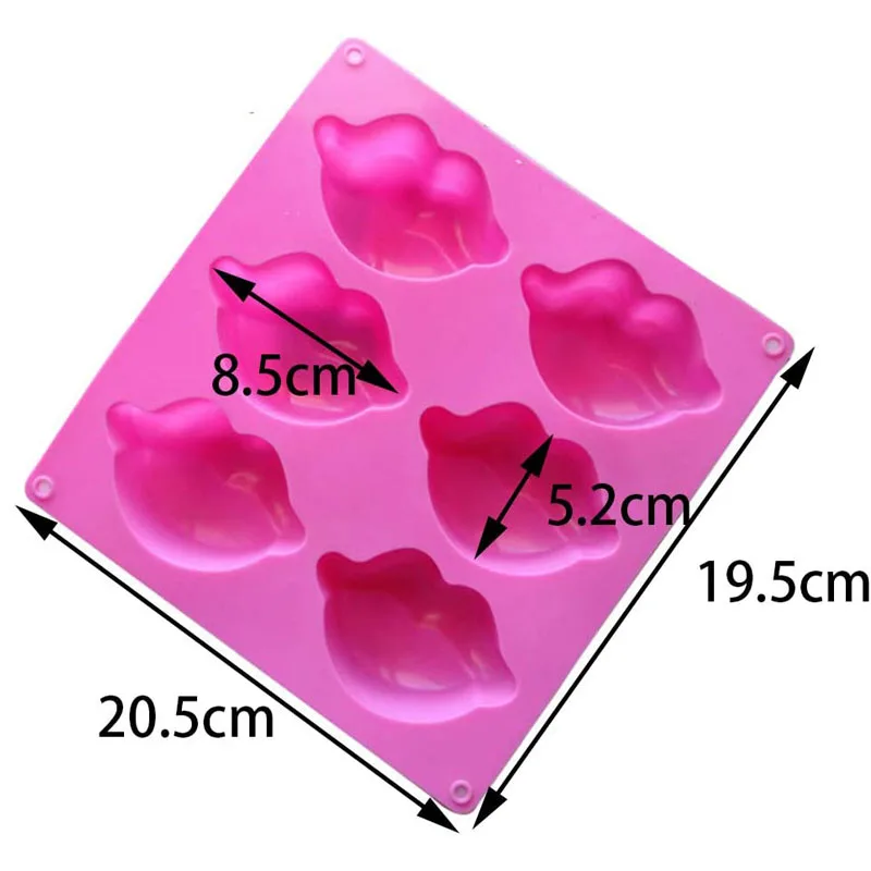 6 Cavity Soap Mold Sexy Lips Silicone Molds for Wedding Party Supplies Making Cake Soap Chocolate Candy Cupcake Candle Bath Bomb