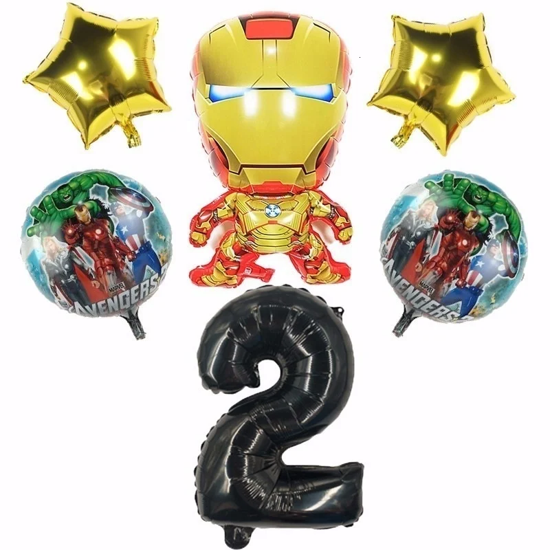 6 шт. 40 дюймов Большой Железный человек воздушные фольгированные шары супергерой День Рождения украшения Дети Количество шариков для мальчиков - Цвет: black