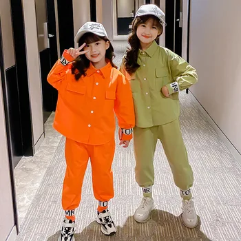 

2020 casual clothing set for kids overalls Solid 2 pcs sets shirt + pants children fashion clothing