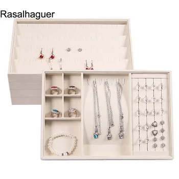 

New Suede Nap Fabric and Wrapped Velvet Jewelry tray Rings Box Earrings Case Necklaces Storage Pendats Holder Bracelets Stand