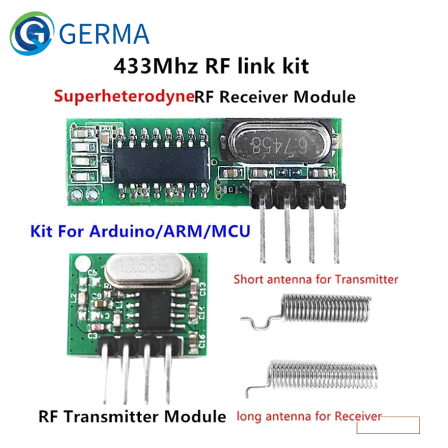 GERMA 433 Mhz Module récepteur et émetteur RF pour Module sans fil Arduino  Uno Kit Diy