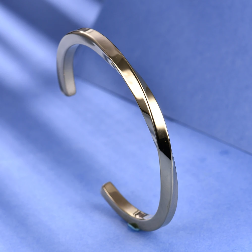 Vintage Mobius Twist Bracelet For Men Stainless Steel Cuff Bangle Black Gold Silver Rose Gold Color Punk Jewelry bangle bracelet stainless steel bracelet