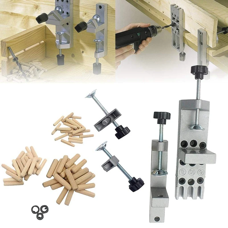 

Punch Positioner Dowelling Jig For Furniture Fast Connecting Woodworking Drilling Guide Kit Location Tools