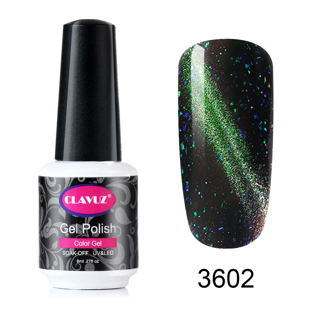 3602 CLAVUZ 8 мл Galaxy Гель-лак для ногтей черная основа необходимый кошачий глаз УФ-гель для ногтей замачиваемый Магнитный Гель-лак маникюрный лак - Цвет: 3602