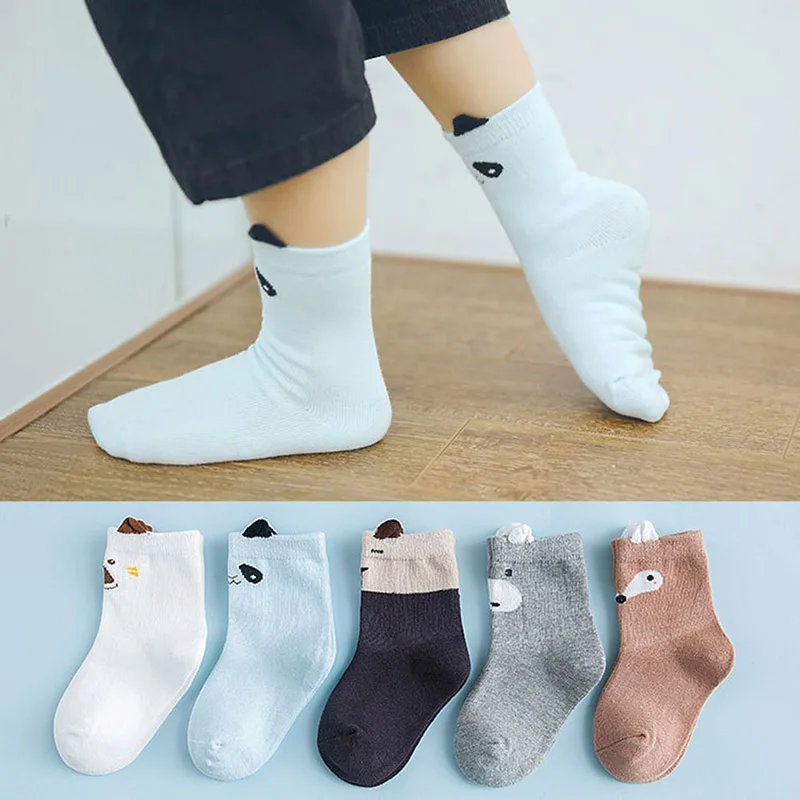 0-12months gray 5 пар/партия, носки для новорожденных носки для маленького мальчика/девочки с рисунками животных хлопковые короткие носки для малышей мягкие удобные детские носки - Цвет: 0-12months gray