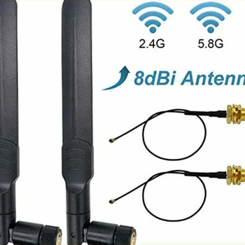 

Wifi Antenna 8Dbi Omni RP SMA Male 2.4Ghz 5.8Ghz Dual Band + 20Cm U.FL IPEX MHF4 Increases The Range Of Your Wireless Device