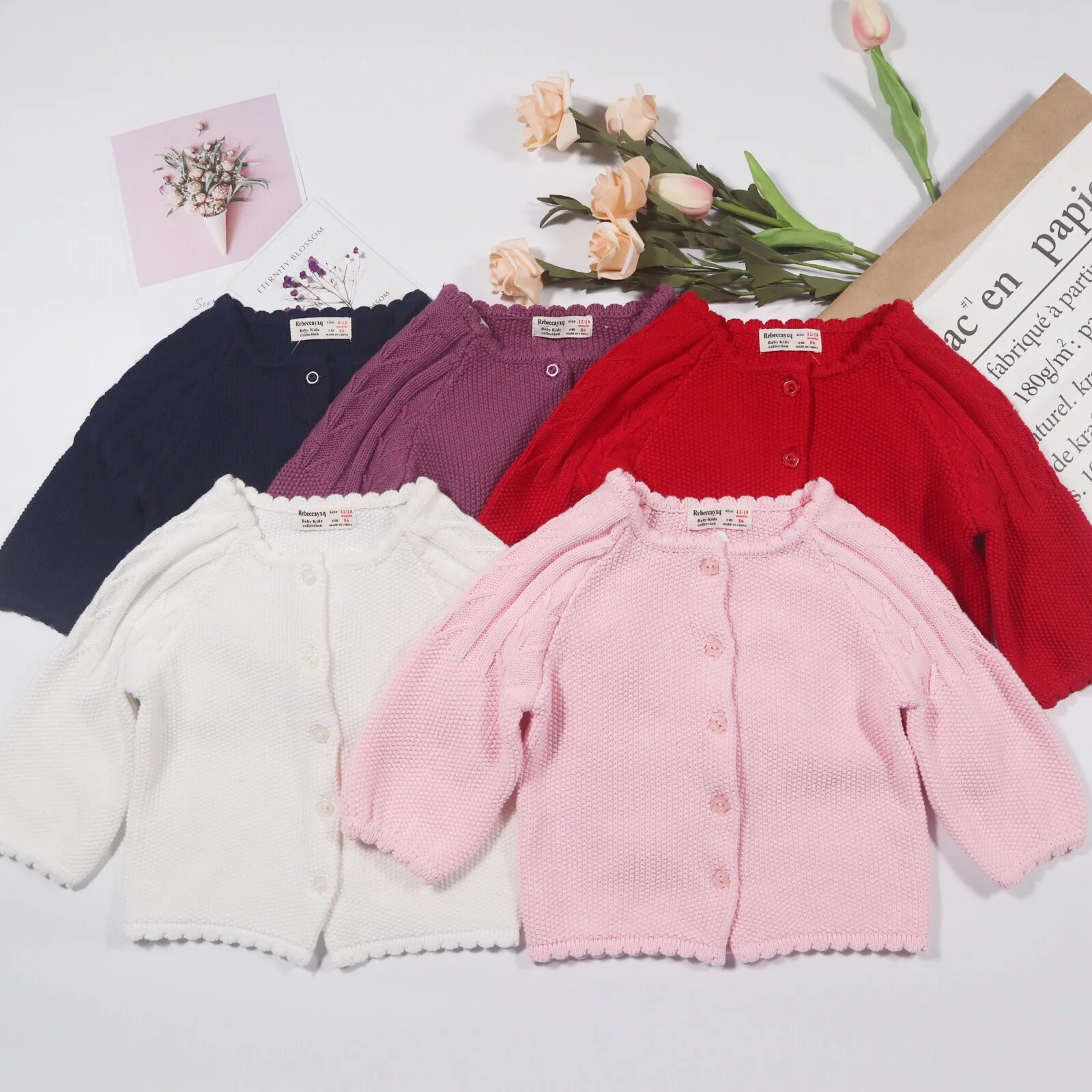 

New Style Spring Sweater Childrenswear Korean-style Small CHILDREN'S Sweater Cardigan Solid Color Infants Baby Knitted Coat
