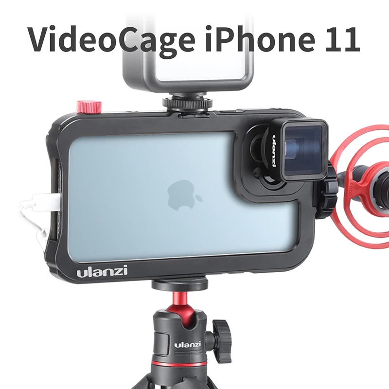 

Protective Shell Case for iPhone 11 Pro Max 1.33X Anamorphic Lens Photography Video Metal Cage w/ Microphone Cold Shoe Port