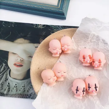 

Cute Handmade Sleeping Baby Head Dangle Drop Earrings for Women Girl Exaggerated Unique Earrings Funny Party Jewelry Cool Gift