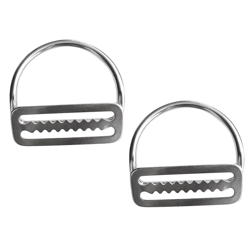 Pack of 2 Stainless Steel Scuba Diving Weight Belt Keeper with D-ring, Webbing Harness Accessories