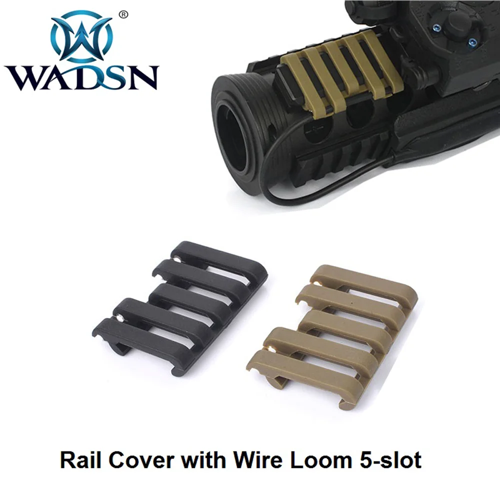

WADSN Tactical 5-slot Rail Cover With Wire Loom Airsoft Rifle Fit 20mm Rails Hunting Weapon Lights Accessories WEX321 Black/Tan