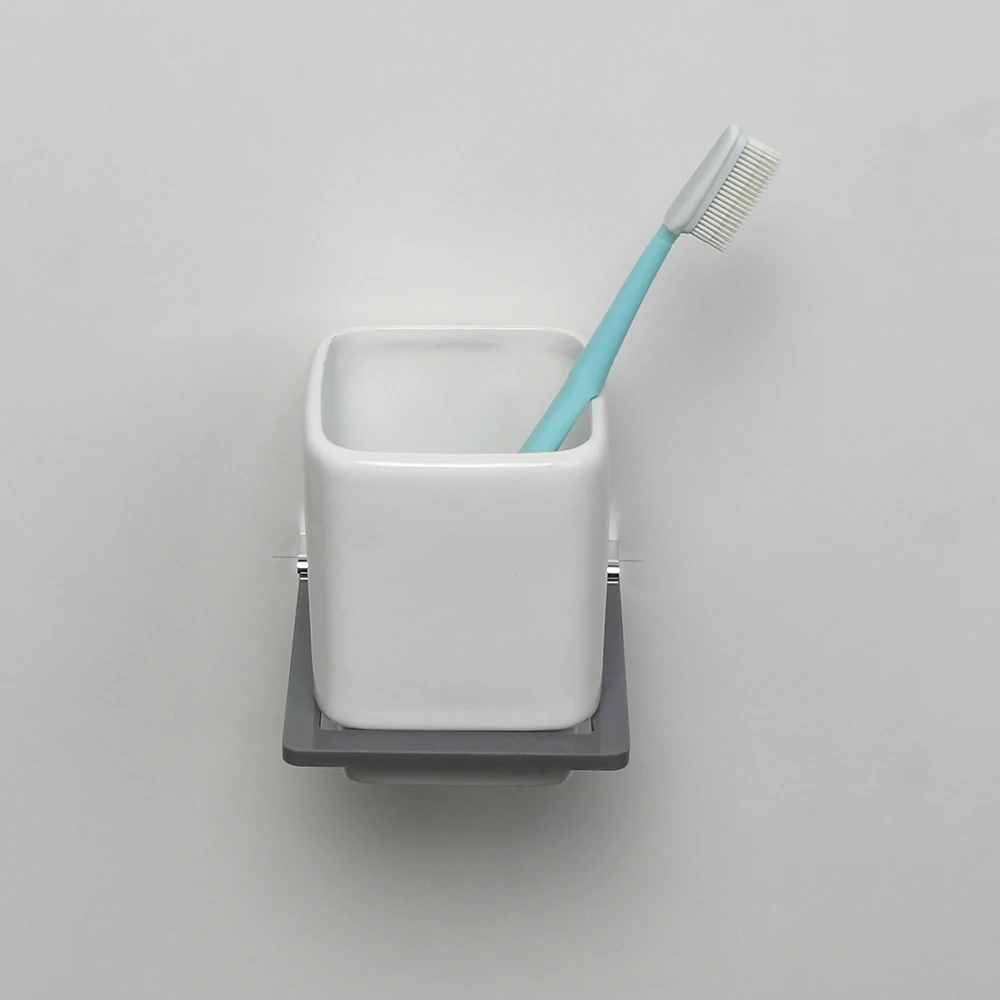 Europe Tumbler Holder Aluminum & Acrylic Ceramic Holder For Toothbrush Wall Mounted Toothbrush Colorful Bathroom Products