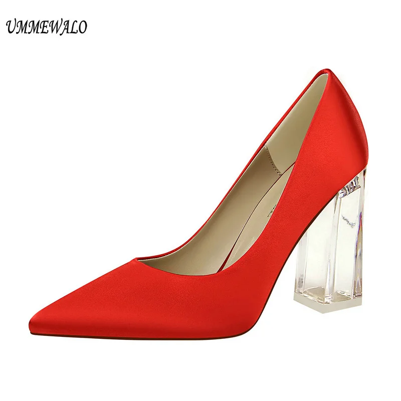 

Women's High Heels Shoes Solid Silk Design Pointed Toe Pumps Women Super High Heel Ladies Shoes New Arrival