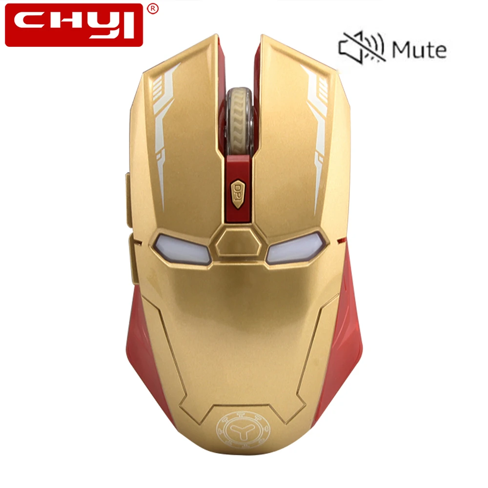 CHYI Iron Man Wireless Mouse Computer Gaming Silent Gamer 1600DPI Mute Button Ergonomic Optical Mause 2.4 Ghz PC Mice | Компьютеры и