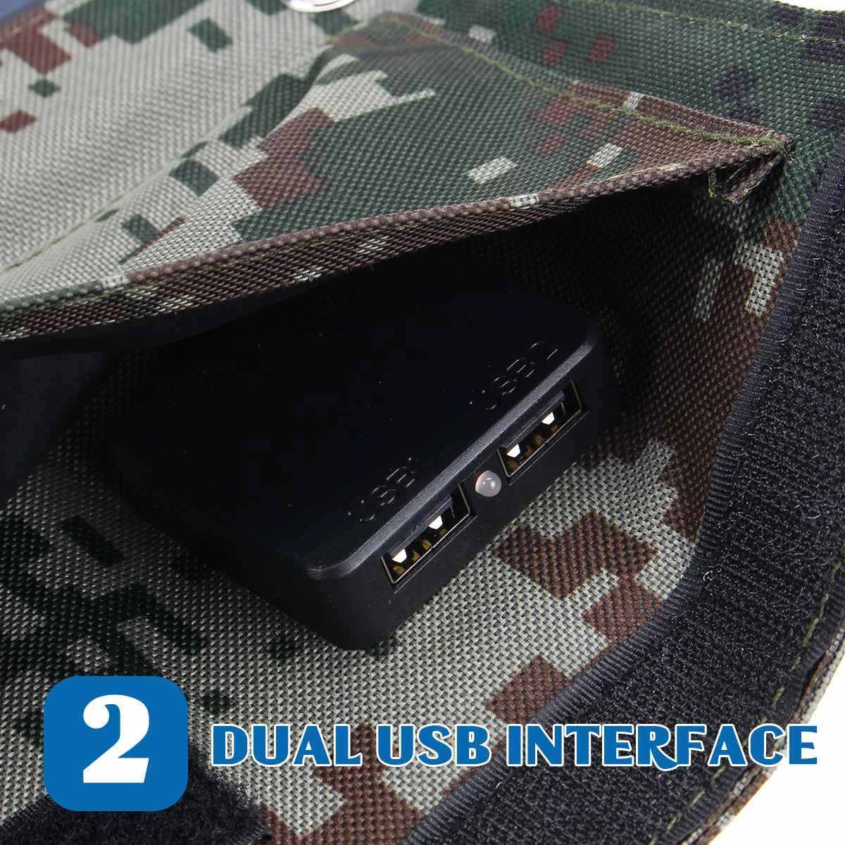 Skup Nowy projekt 40W 5V składany kamuflaż ogniwa słoneczne Sunpower panel słoneczny Bank Pack Dual USB wodoodporna dla plecak Camping piesze wycieczki