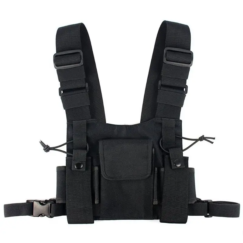 

Radios Pocket Radio Chest Harness Chest Front Pack Pouch Holster Vest Rig Carry Case for 2 Way Radio Walkie Talkie for Baofeng U