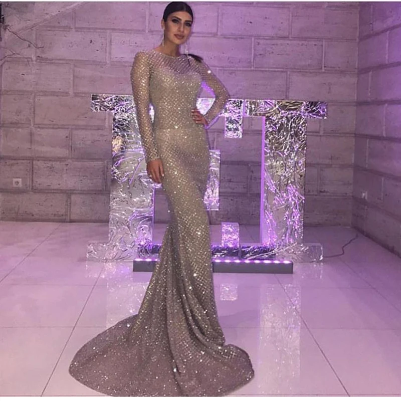 Ceny Srebrny złoty kratę O Neck Party Maxi sukienki Bodycon Glitter Hollow Out pełna rękaw piętro długość elegancki klub nocny sukienka