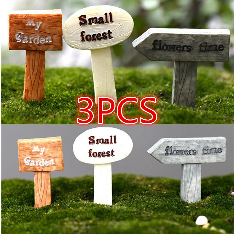 

Miniatures Fairy Garden Gnome Moss Terrarium Decor Signboard Bonsai Figurines Micro Landscape Resin Crafts Sign Board Hot Sale