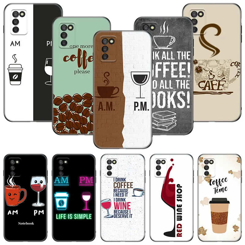 Coffee Wine Cup Case For Samsung Galaxy A13 A03S A01 Core A10 A20E A21 A30 A40 A41 A42 A90 A9 A6 A7 A8 Plus 2018 A5 2017 Cover | Мобильные