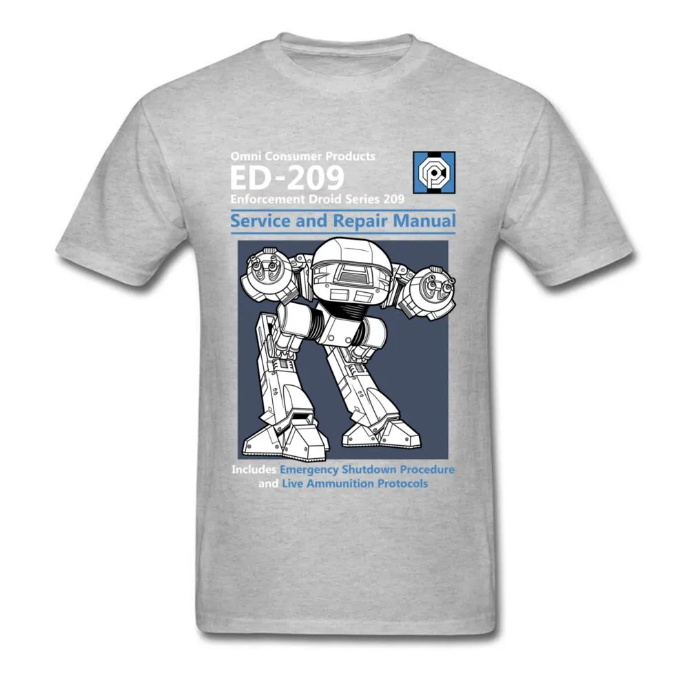 Blue Men's Summer Fashion Robot Print Cotton T-Shirt