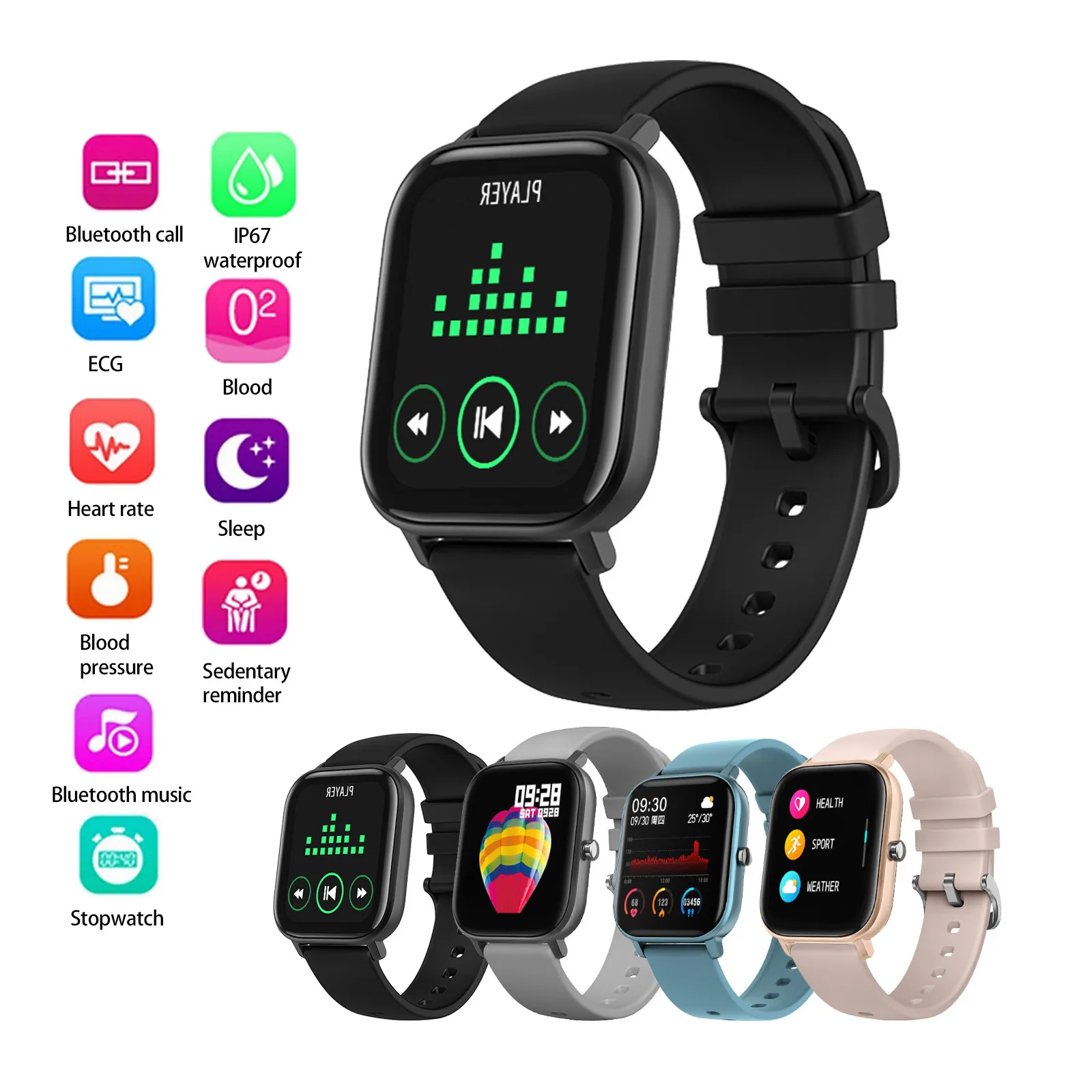 Consegna rapida Bluetooth Smartwatch impermeabile Fitness Tracker orologio  sport donna uomo orologi Smart watch per IOS phone P9|Digital Watches| -  AliExpress