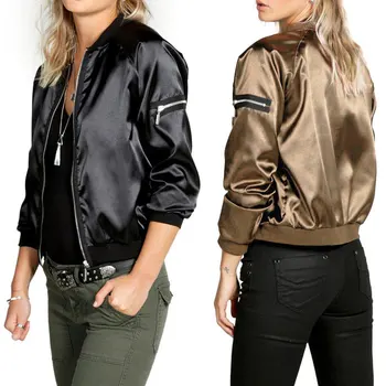 

Spring Women Thin Jackets Tops Bomber Jacket Long Sleeve Zipper Up Coat Casual Slim Outerwear Female jacket chaquetas mujer