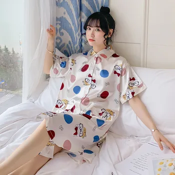 

Ice silk nightdress women's summer thin sexy women's pajamas