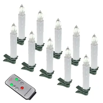 

10pcs Energy Saving White Christmas Wedding Tree LED High Brightness Candle-Shaped 12 Color Light+Remote Control