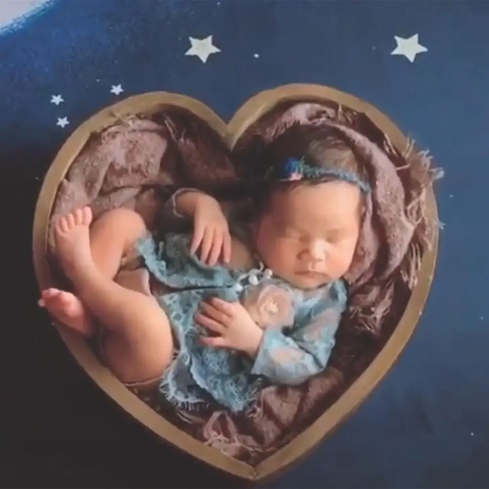 Новорожденный ребенок фотография Любовь Форма кровать реквизит маленький деревянный ребенок Фотография любовь кровать Ванна фото