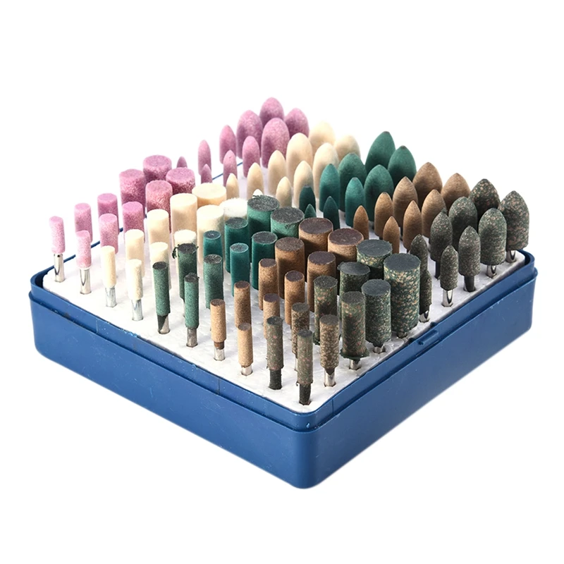 

100Pcs/Set 5 Assorted Mounted Point Stone Rubber Polishing Grinding Head Wheel Wool Felt 3Mm Shank Electric Rotary Drill