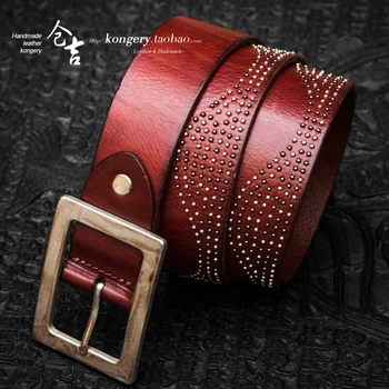 

Hand waist leading layer tanned leather retro-punk leather casual needle buckle single-circle men's and women's belt
