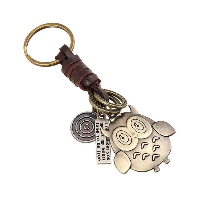 

New Style Retro Weaving Cattle-leather Key Ring Hide Substance Pendant Bronze Alloy Pendant Suitcase Hanger