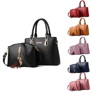 

2pc/set Women Fashion Casual Totes Luxury Handbags Designer Shoulder Bags New Bags for Women 2020 Composite Bag Bolsos