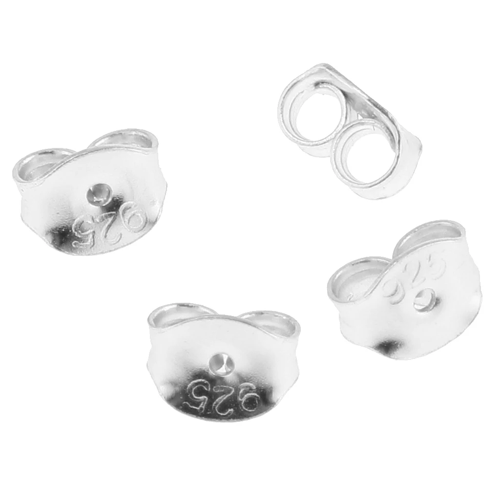 4 Pieces 925 Sterling silver color 5.5mm Earring Backings Safety Stopper Jewelry Findings DIY
