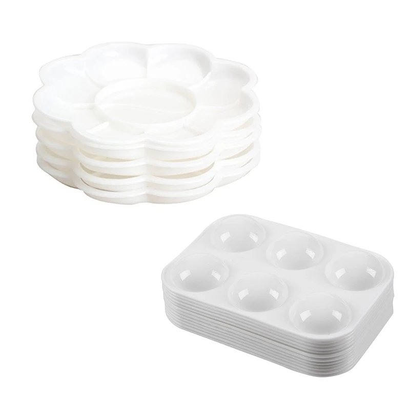 

5Pcs Plastic Nail Art Paint Color Mixing Palette Plate Disk Essential Tool & 12Pcs PaintPlastic Palettes