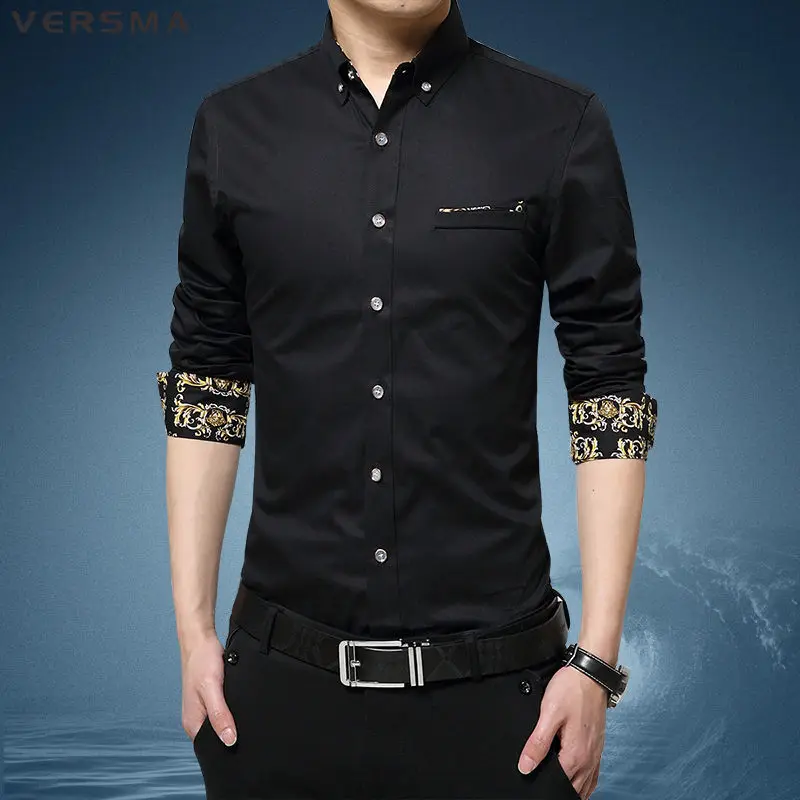 Versma Chic High Quality Classic Turndown Collar Business Men's Shirts